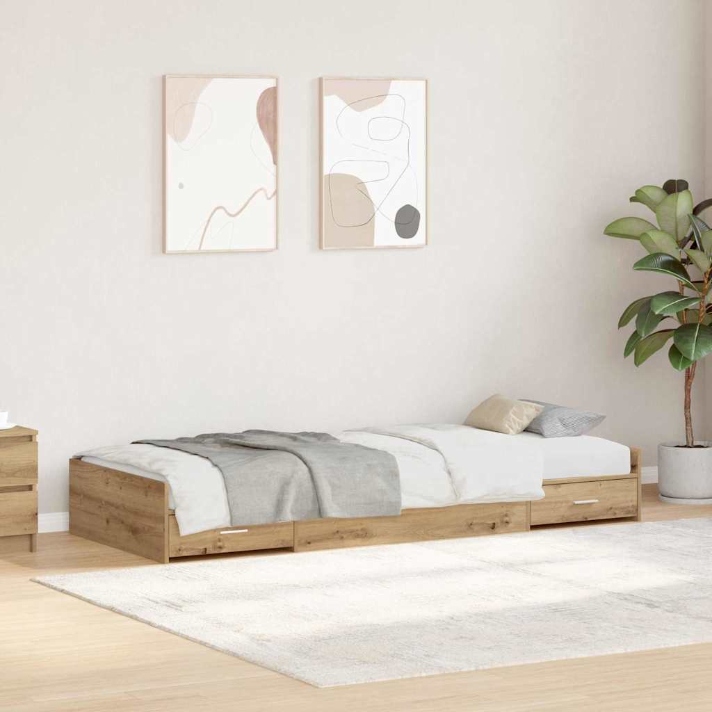 Bettrahmen mit Kopfteil Artisan-Eiche 90 x 200 cm Holzwerkstoff