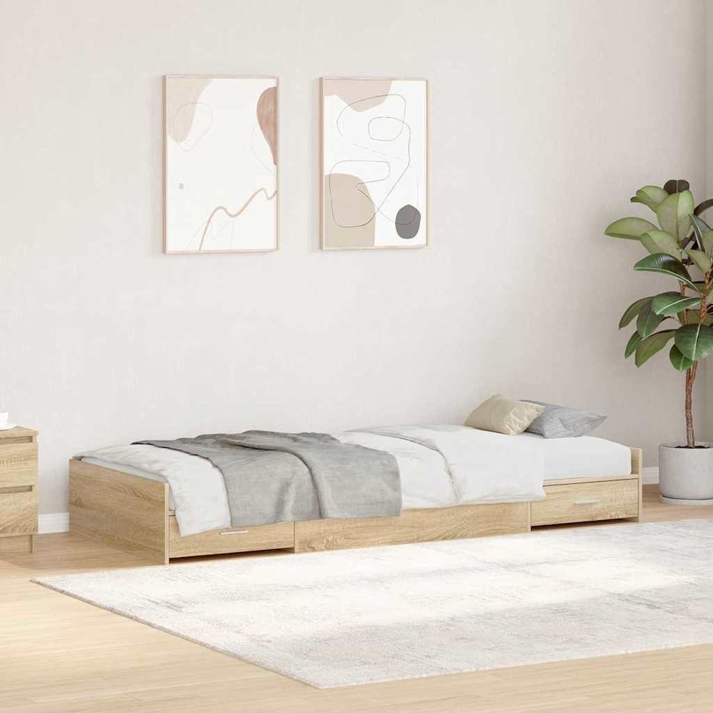 Bettrahmen mit Kopfteil Sonoma-Eiche 75 x 190 cm Holzwerkstoff