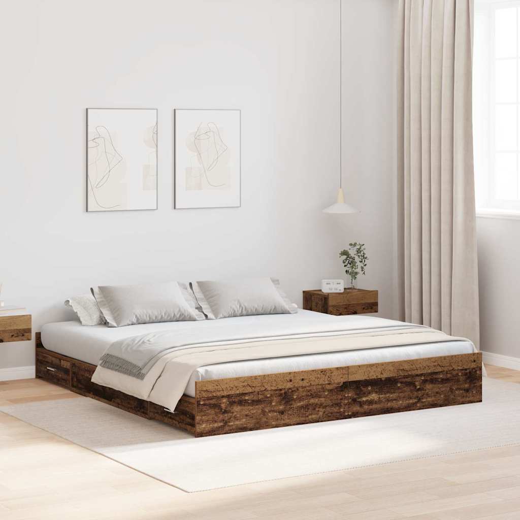 Aufbewahrungsbettgestell Altholz 180 x 200 cm Holzwerkstoff