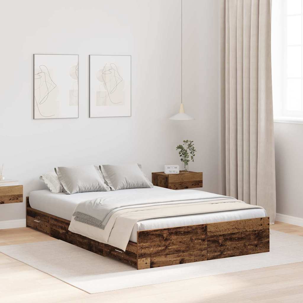 Aufbewahrungsbettgestell Altholz 120 x 200 cm Holzwerkstoff