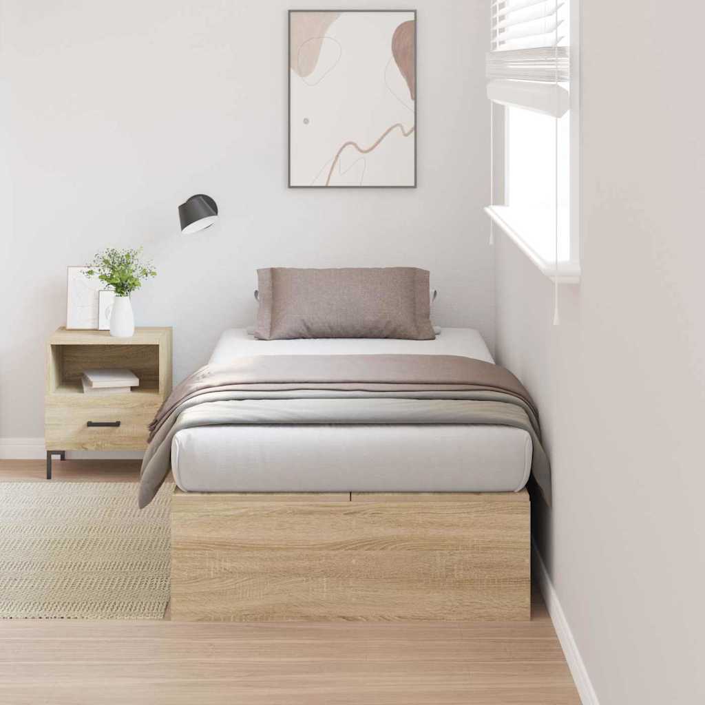 Aufbewahrungsbettgestell mit Speicher Sonoma-Eiche 100 x 200 cm