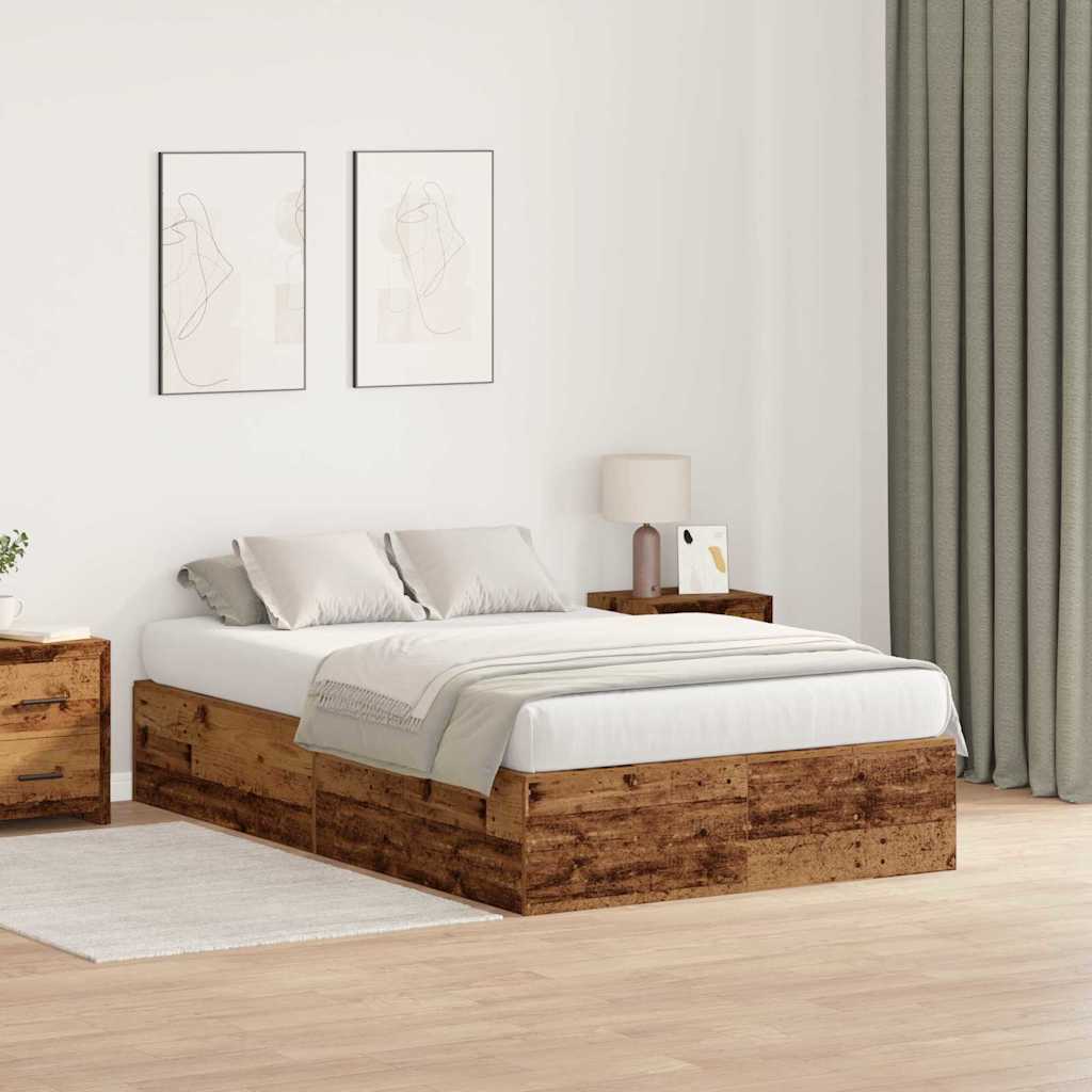 Aufbewahrungsbettgestell Altholz 120 x 200 cm Holzwerkstoff