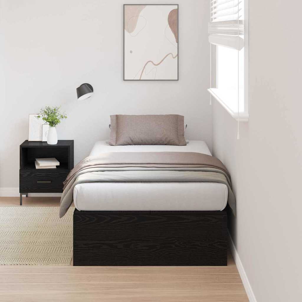 Aufbewahrungsbettgestell Schwarz Eichen-Optik 70 x 190 cm