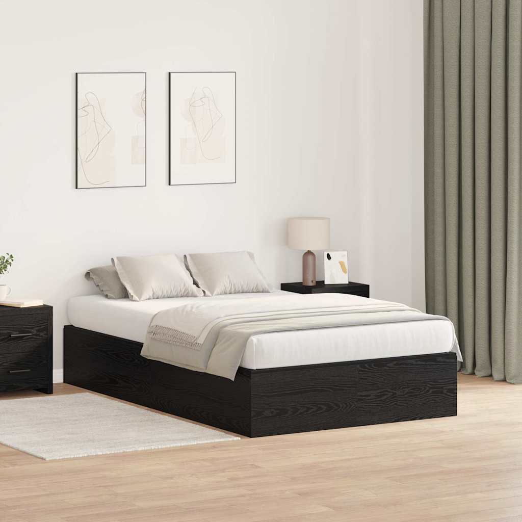 Aufbewahrungsbettgestell Schwarz Eichen-Optik 120 x 190 cm