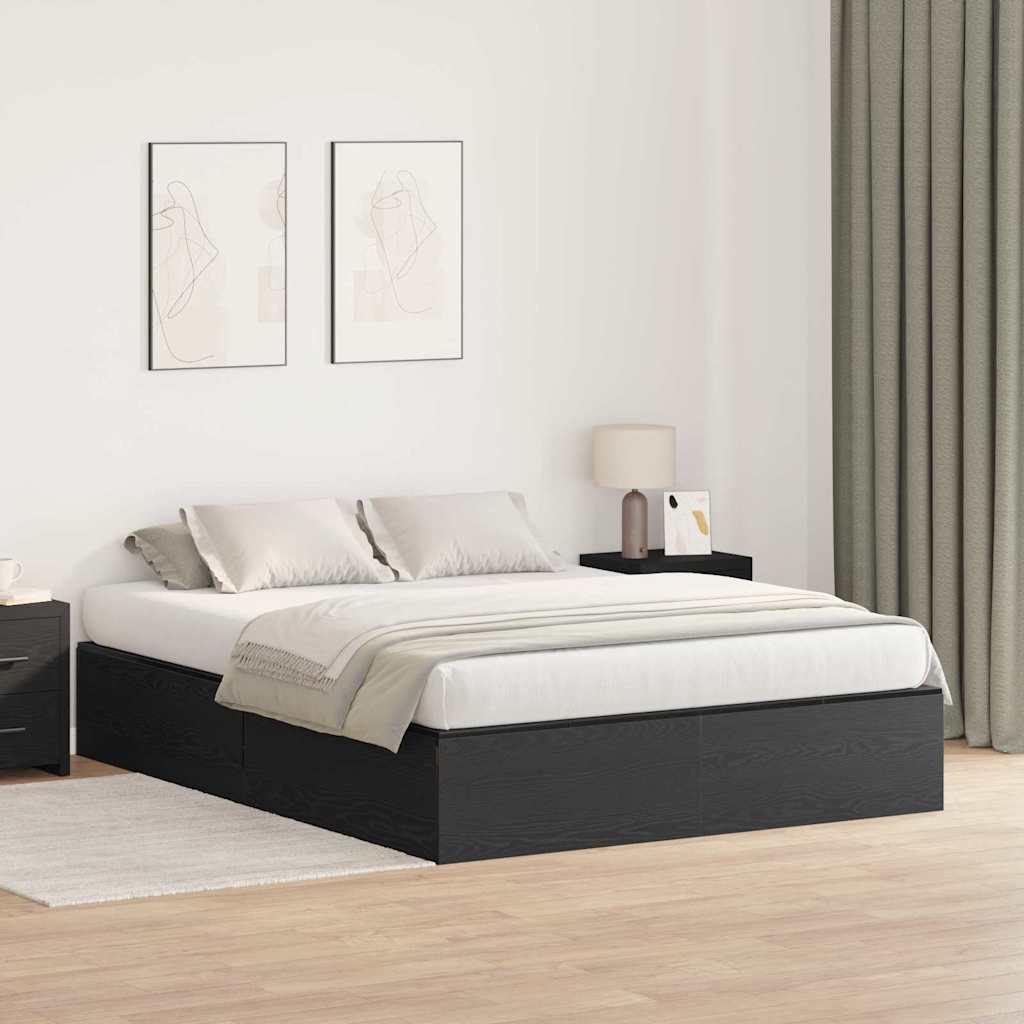 Aufbewahrungsbettgestell Schwarz Eichen-Optik 140 x 190 cm