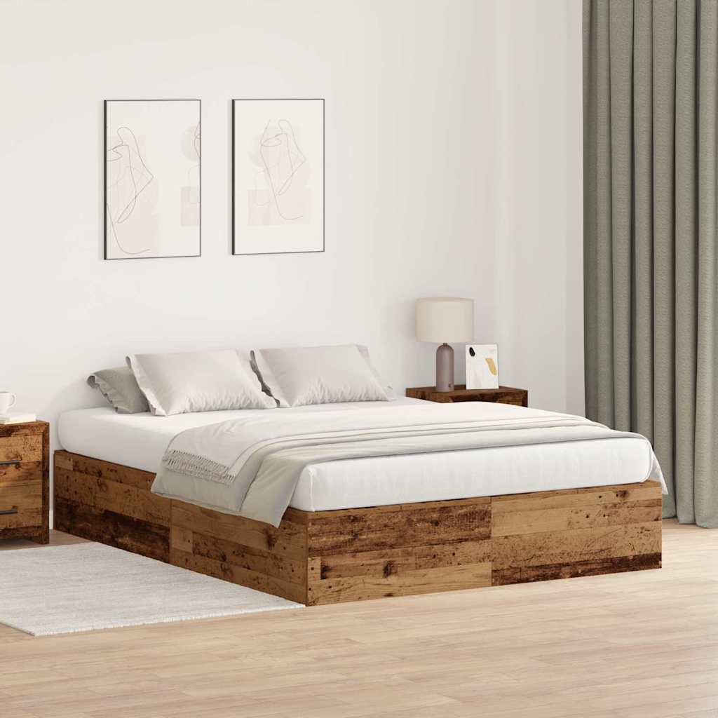 Aufbewahrungsbettgestell Altholz 135 x 190 cm Holzwerkstoff