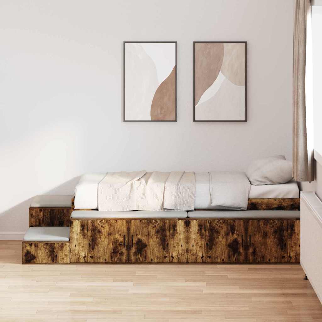 Aufbewahrungsbettgestell Räuchereiche 75 cm Holzwerkstoff