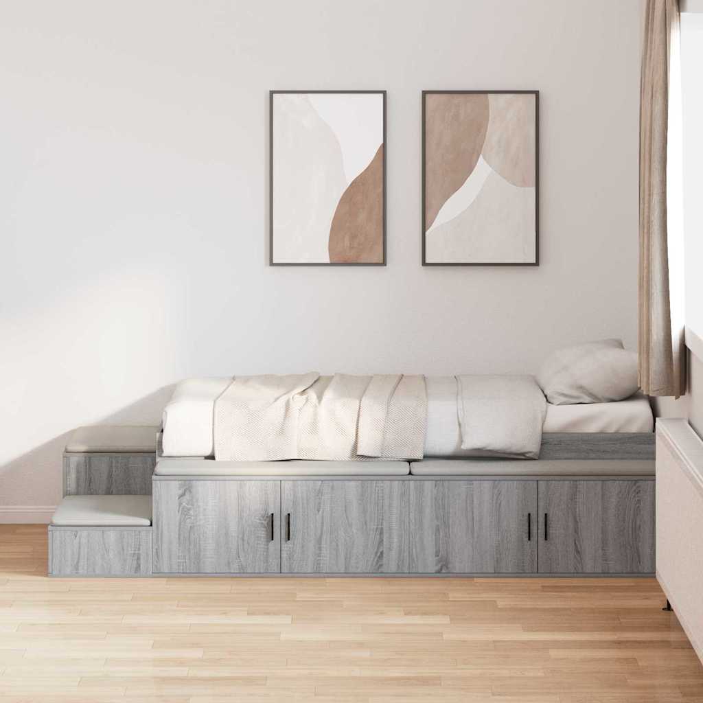 Aufbewahrungsbettgestell Sonoma-Grau 75 cm Holzwerkstoff