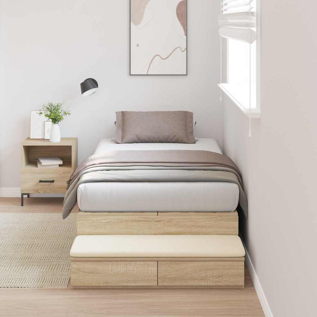 Aufbewahrungsbettgestell Sonoma-Eiche 80 cm Holzwerkstoff
