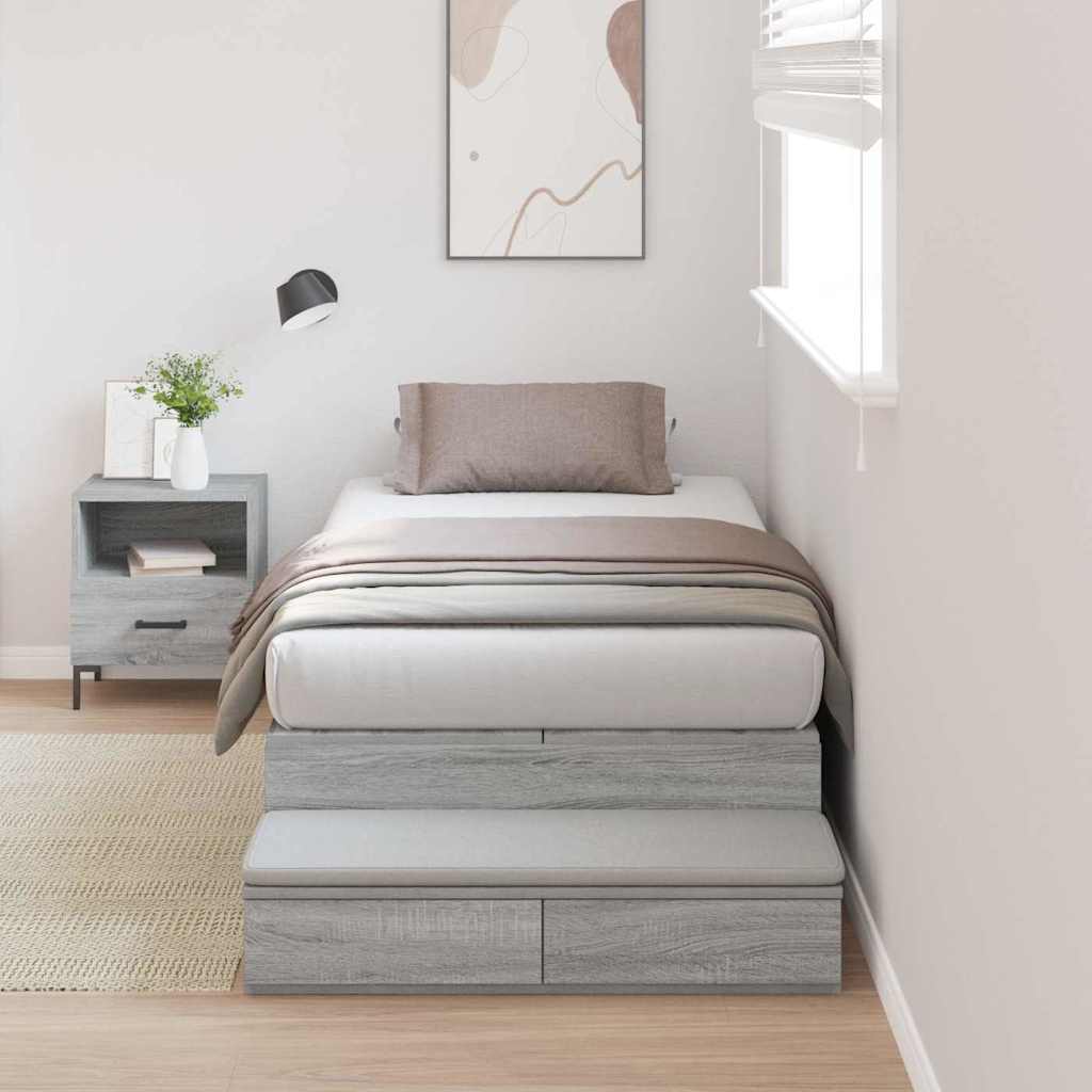Aufbewahrungsbettgestell Sonoma-Grau 100 cm Holzwerkstoff