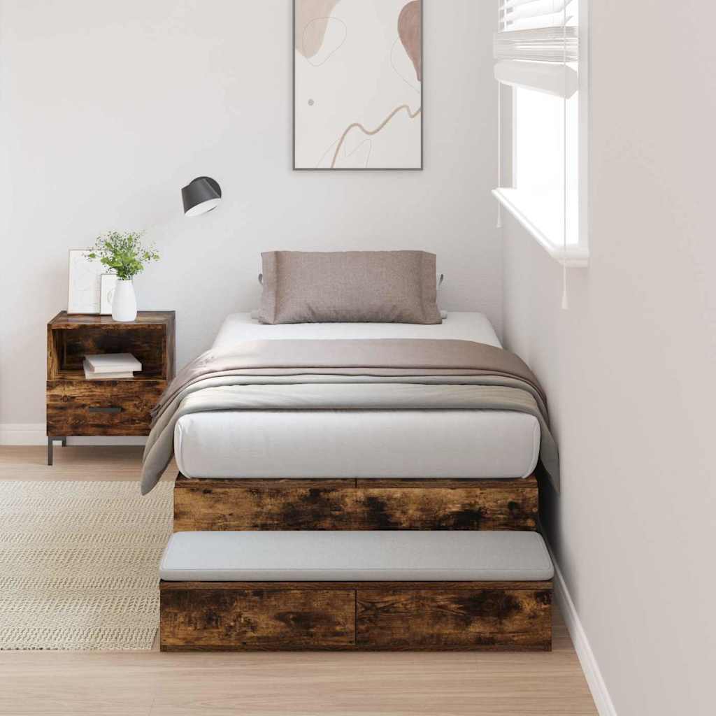 Aufbewahrungsbettgestell Geräucherte Eiche 90 cm Holzwerkstoff