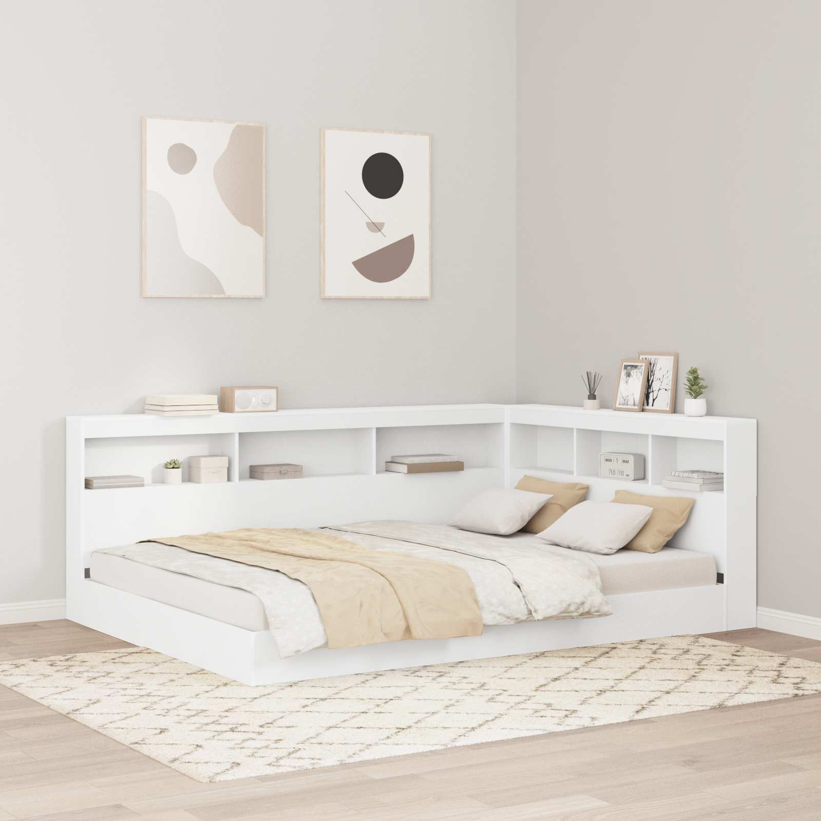 Bücherregal-Bett mit Regal Weiß 140 x 200 cm Holzwerkstoff