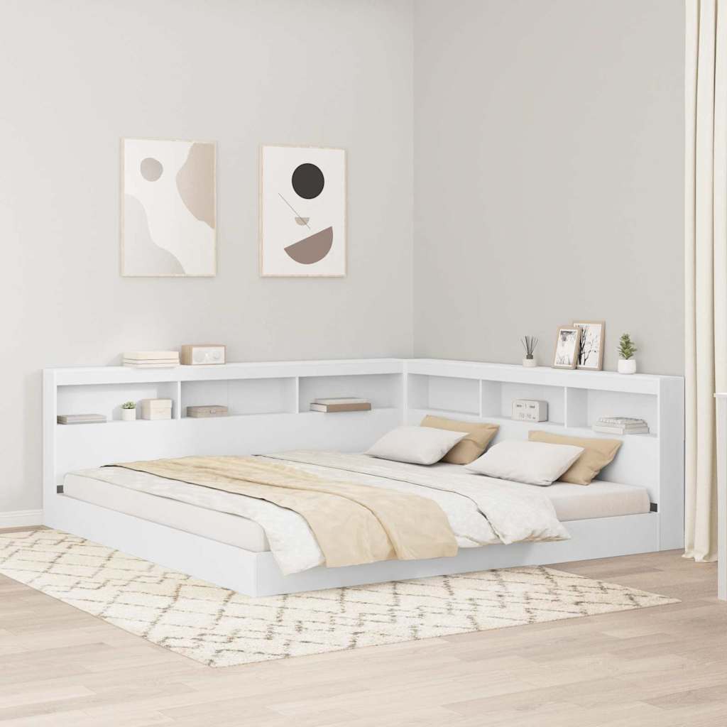 Bücherregal-Bett mit Regal Weiß 180 x 200 cm Holzwerkstoff