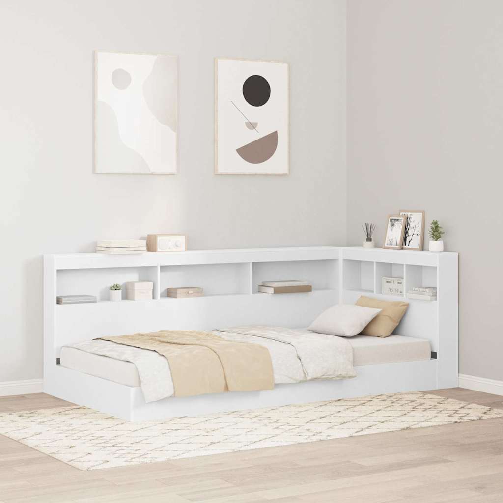 Bücherregal-Bett mit Regal Weiß 90 x 190 cm Holzwerkstoff