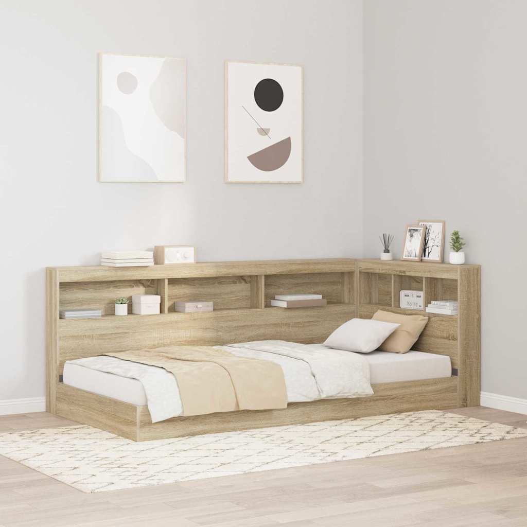 Bücherregal-Bett Sonoma-Eiche 75 x 190 cm Holzwerkstoff