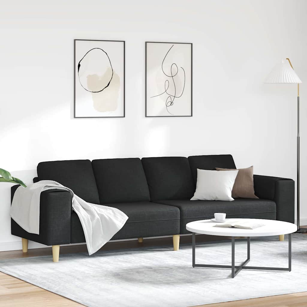 Wohnzimmer Couch Schwarz 250 x 77 x 76 cm Polyester