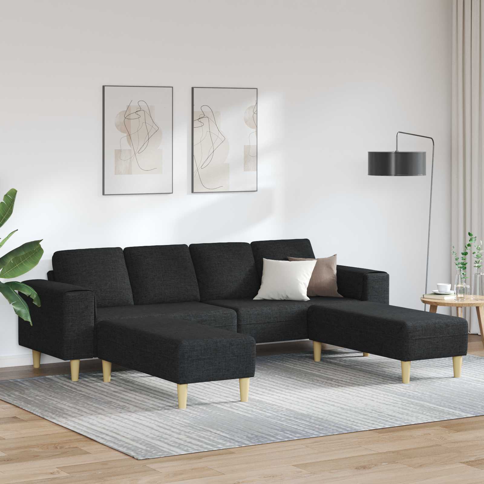 Wohnzimmer Couch 3 stk. Schwarz Polyester