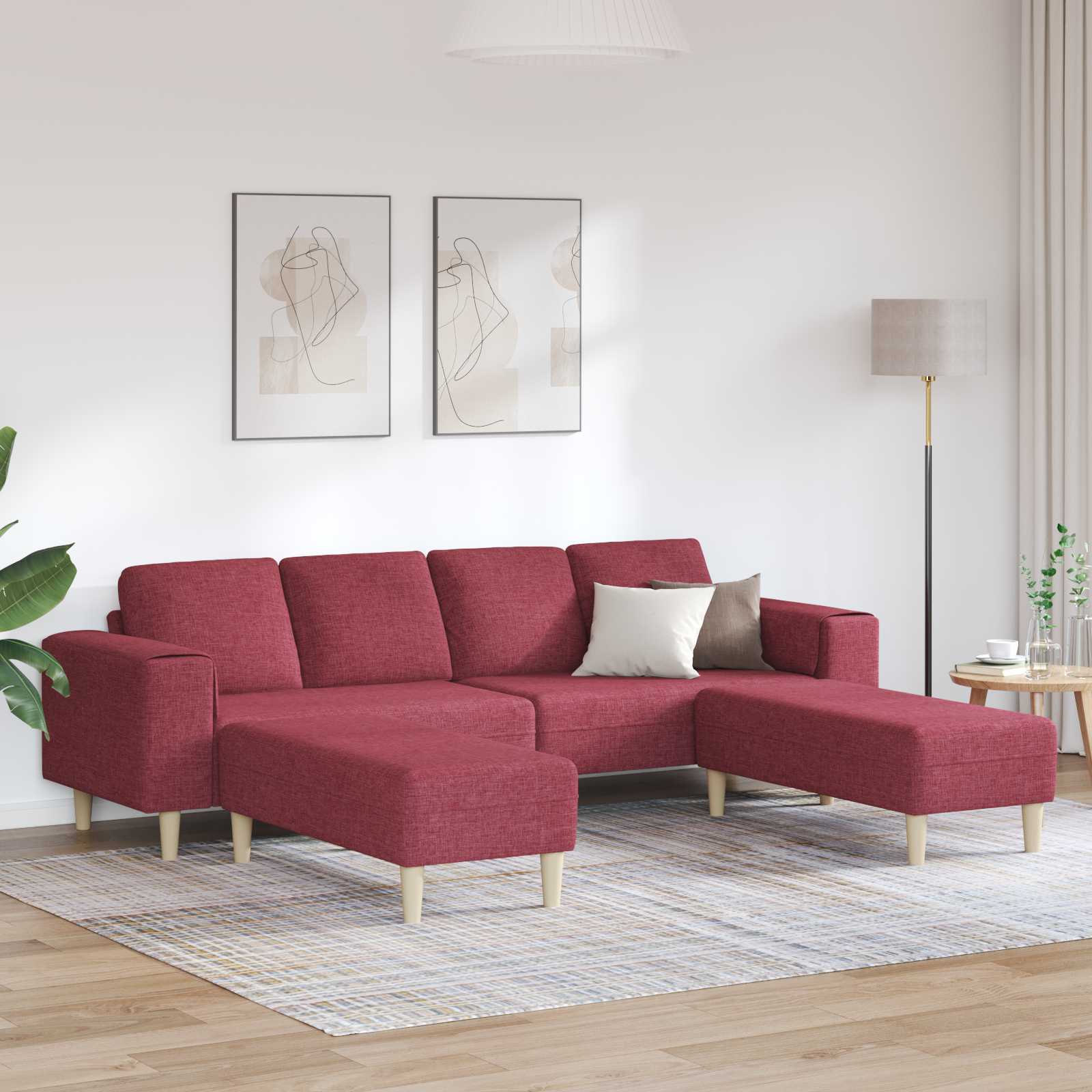 Wohnzimmer Couch 3 stk. Weinrot Polyester
