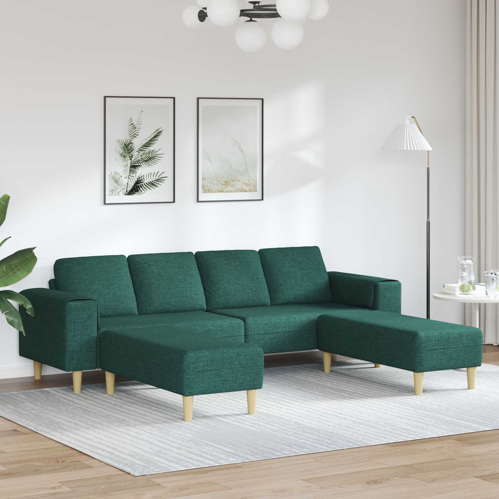 Wohnzimmer Couch 3 stk. Dunkelgrün Polyester