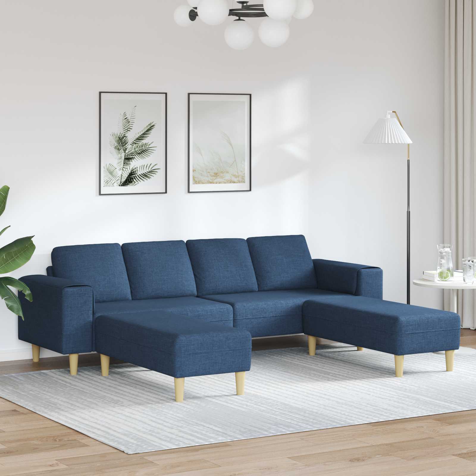 Wohnzimmer Couch 3 stk. Blau Polyester