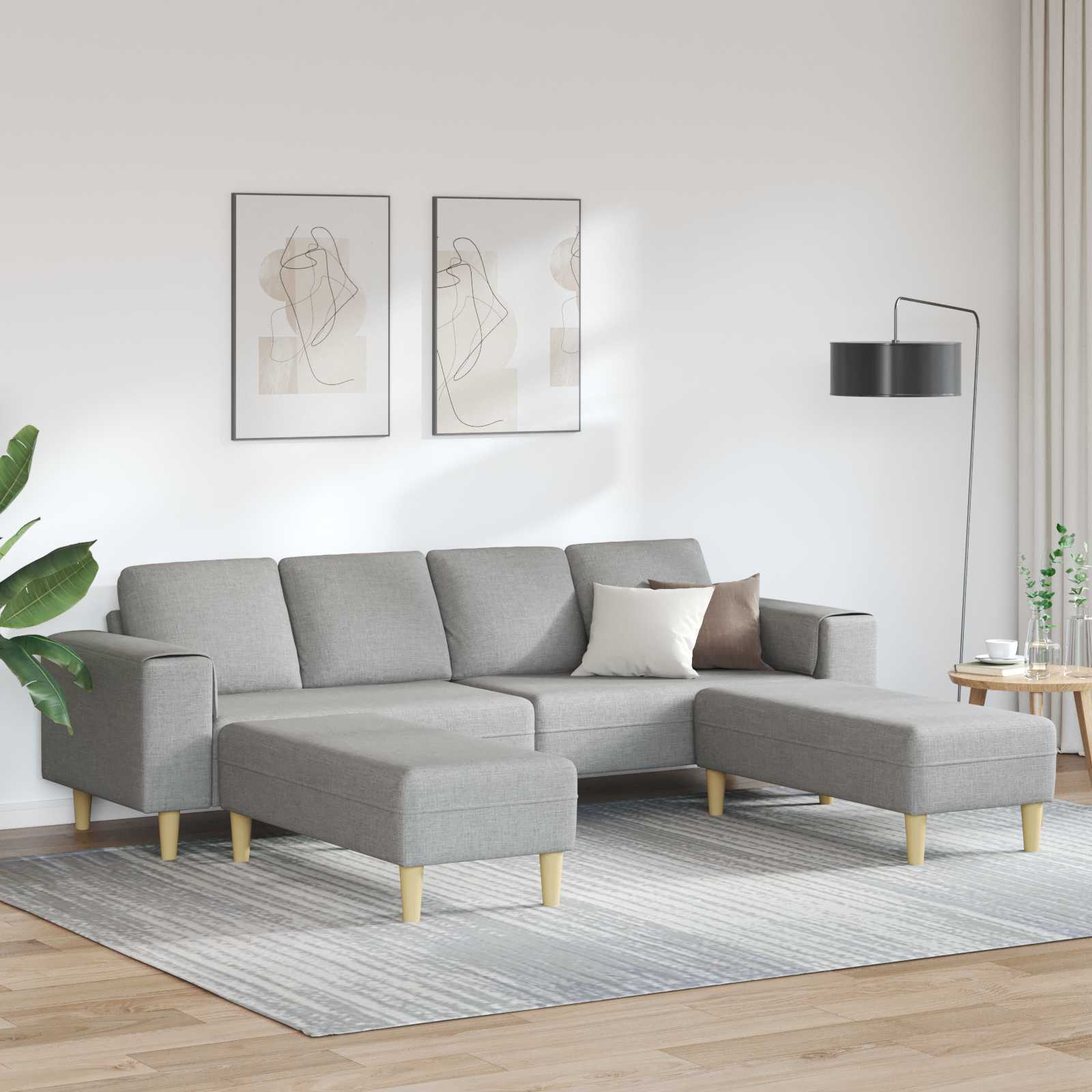 Wohnzimmer Couch 3 stk. Wolkengrau Polyester