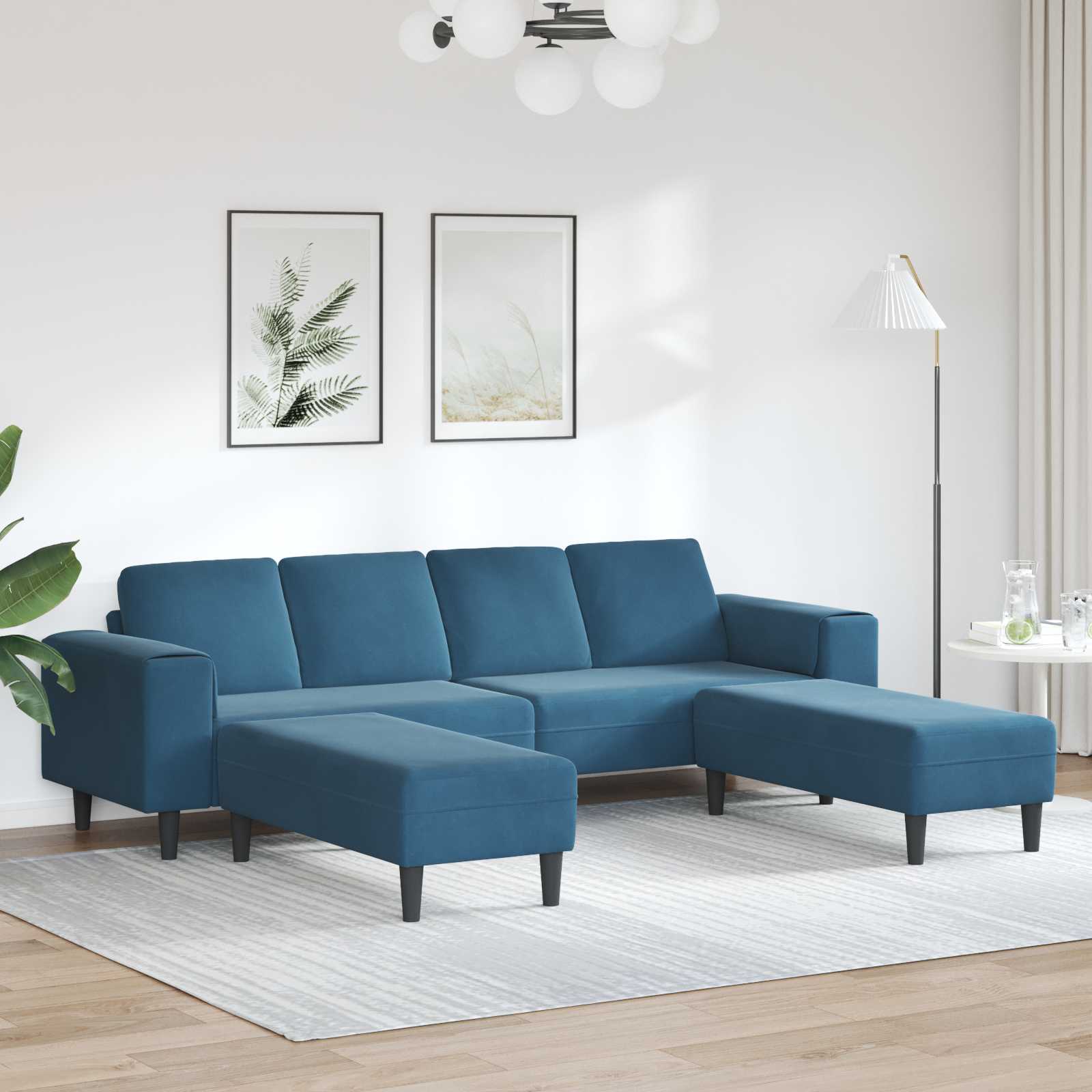 Wohnzimmer Couch 3 stk. Blau