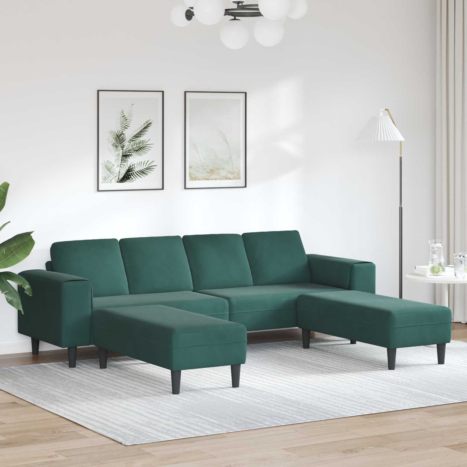 Wohnzimmer Couch 3 stk. Dunkelgrün