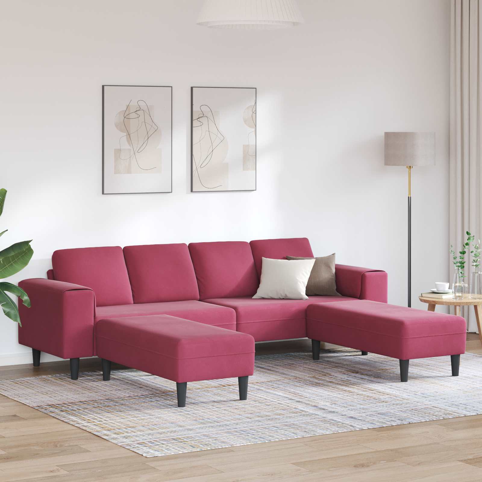 Wohnzimmer Couch 3 stk. Weinrot
