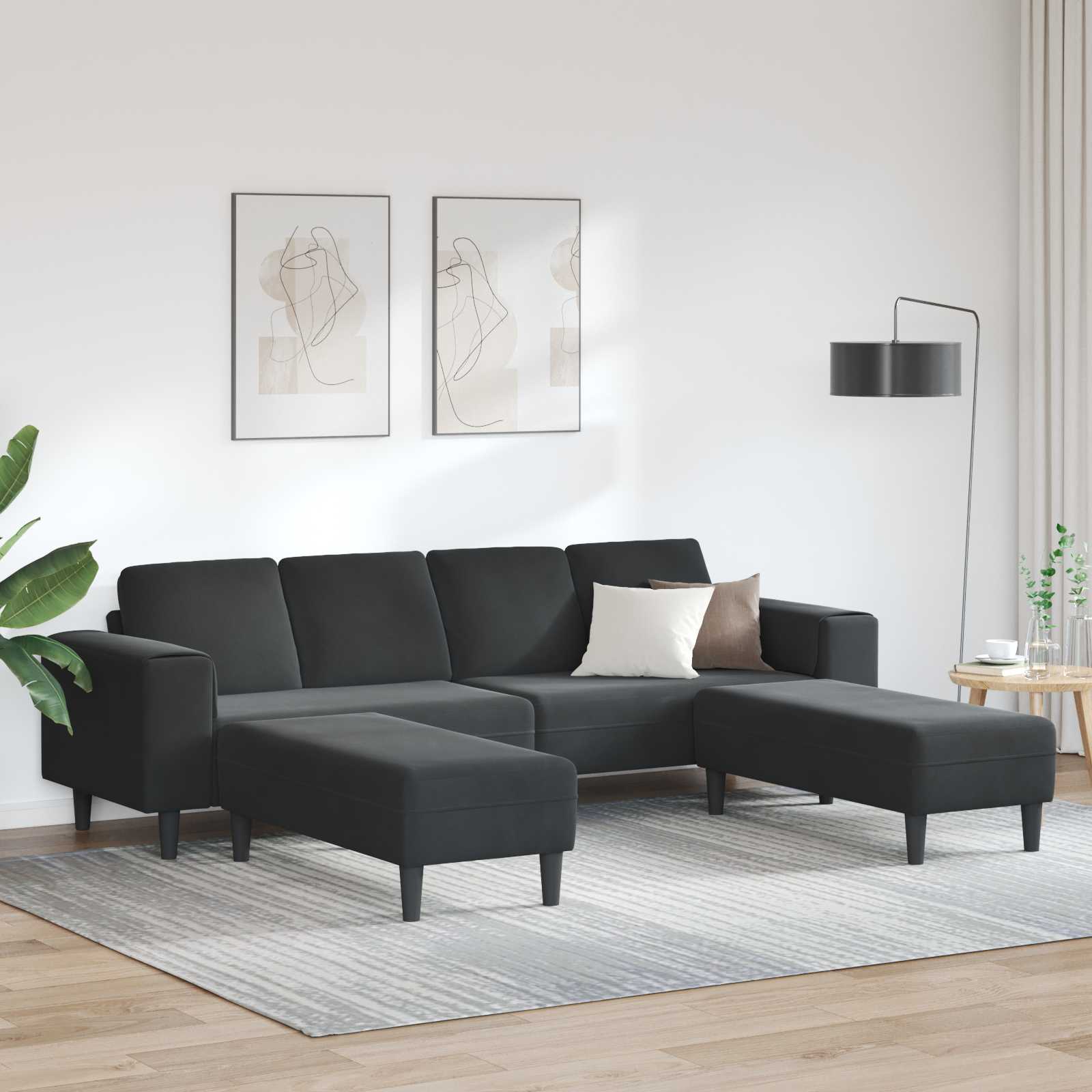 Wohnzimmer Couch 3 stk. Schwarz