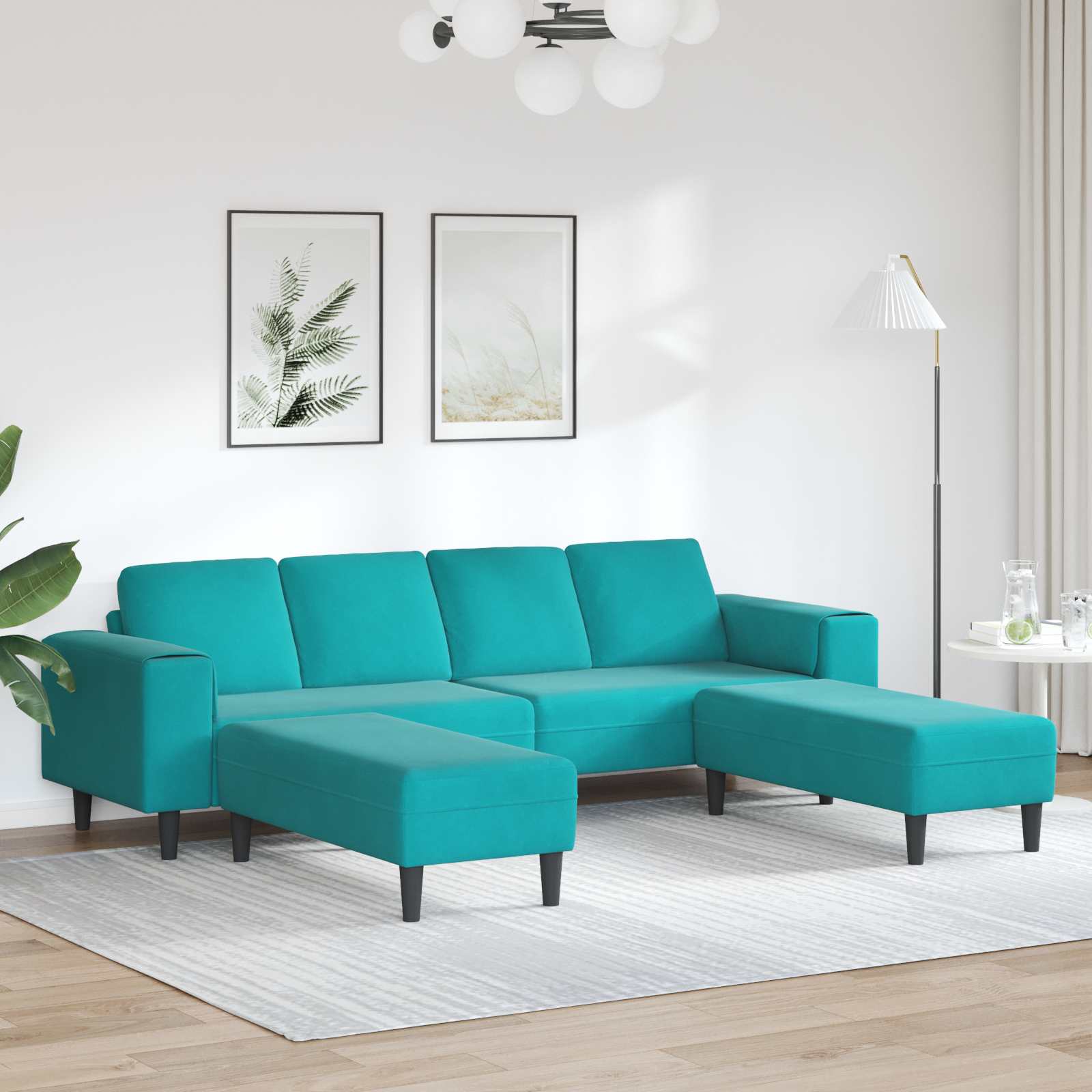 Wohnzimmer Couch 3 stk. Türkis