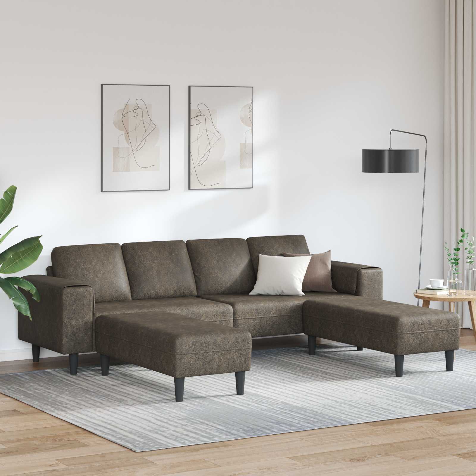 Wohnzimmer Couch 3 stk. Dunkelgrau
