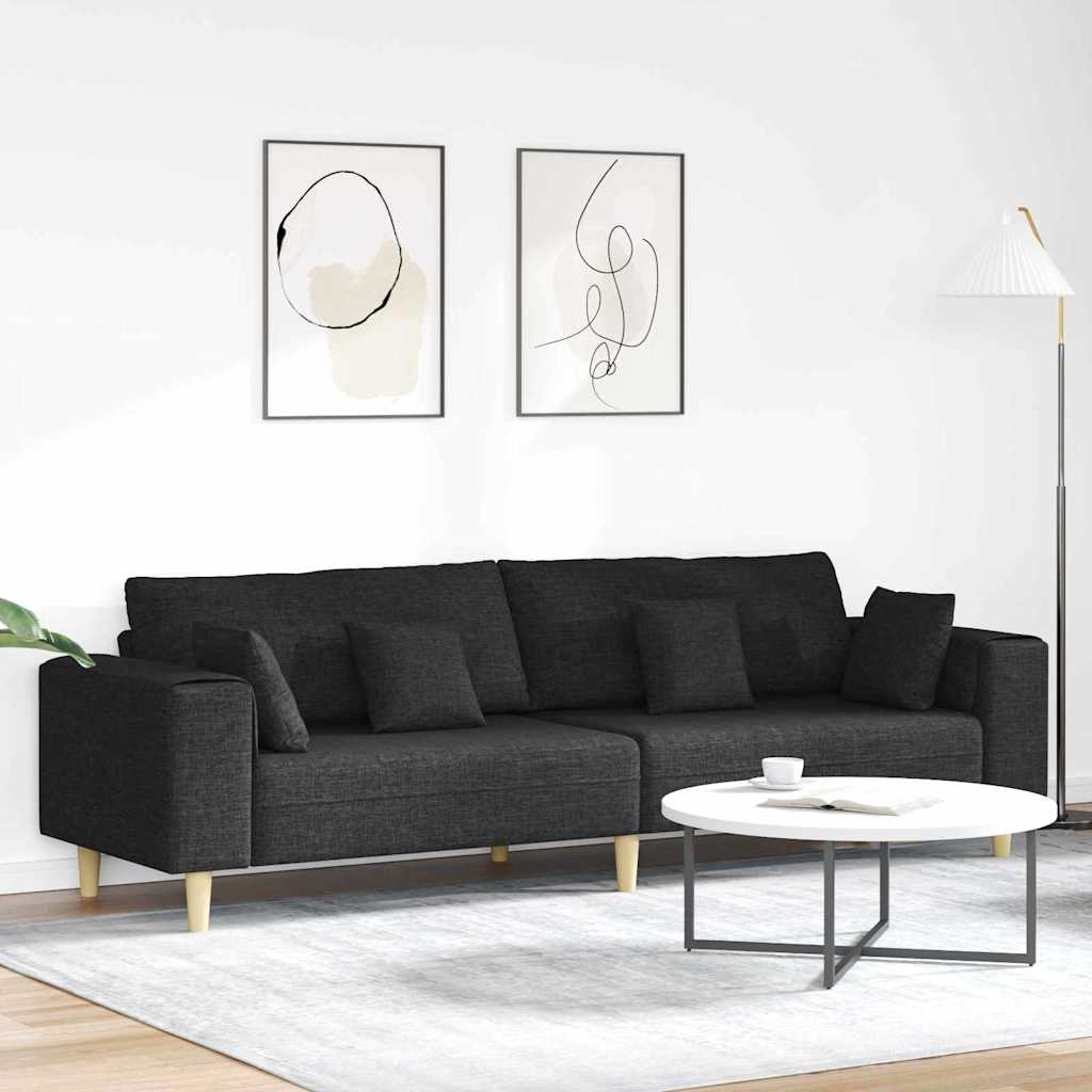 Sofa Schwarz 250 x 77 x 76 cm Stoff