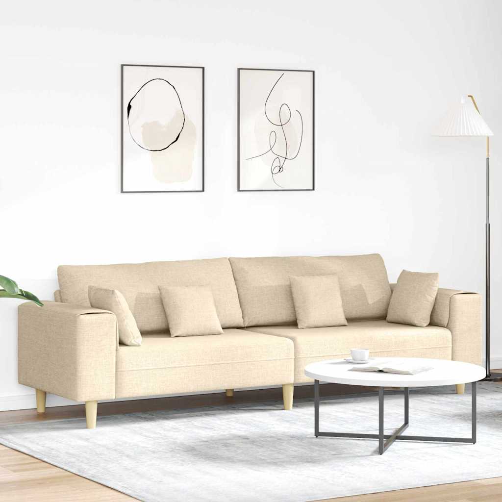 Sofa Creme 250 x 77 x 76 cm Stoff