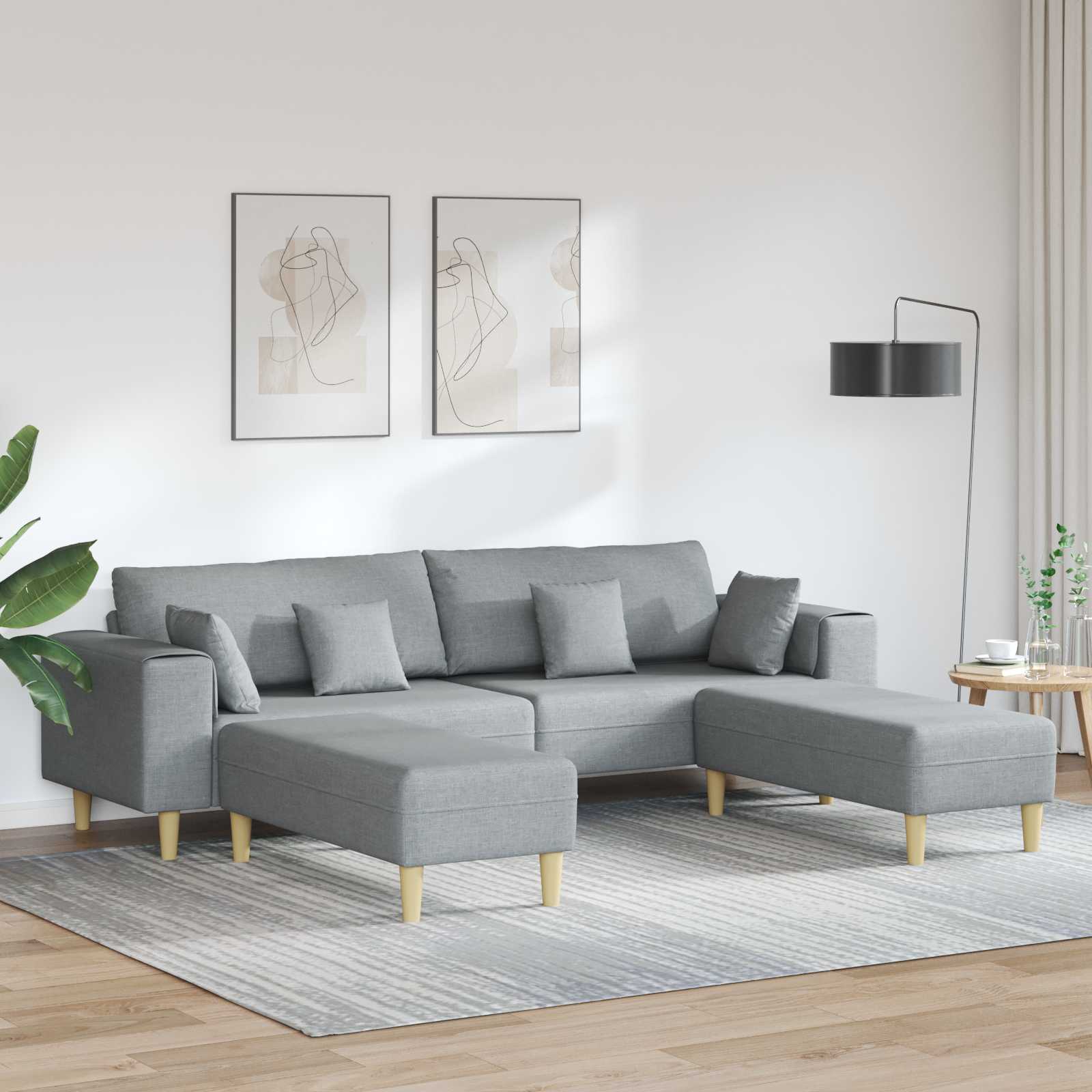 Sofa 3 stk. Hellgrau Stoff