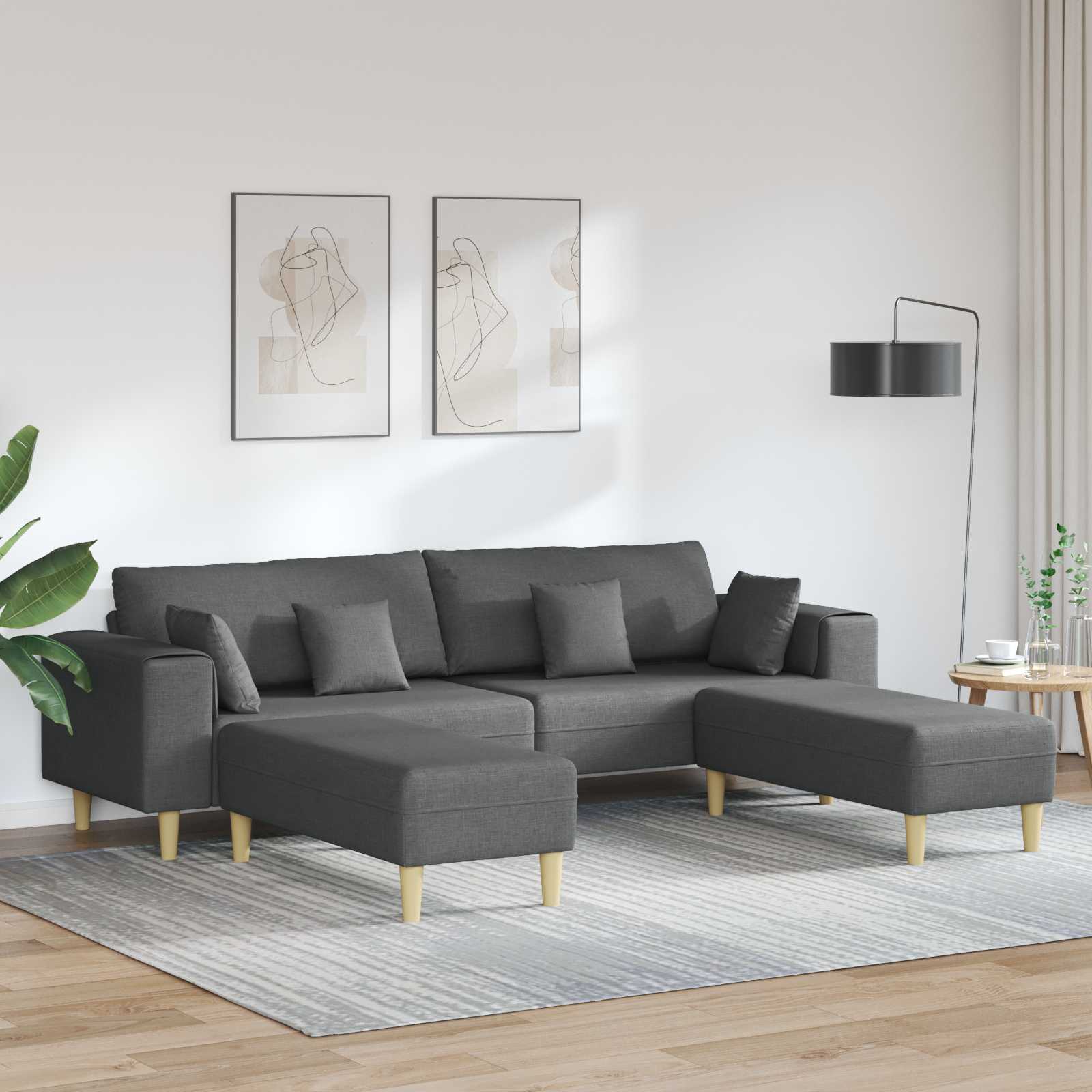 Sofa 3 stk. Dunkelgrau Stoff