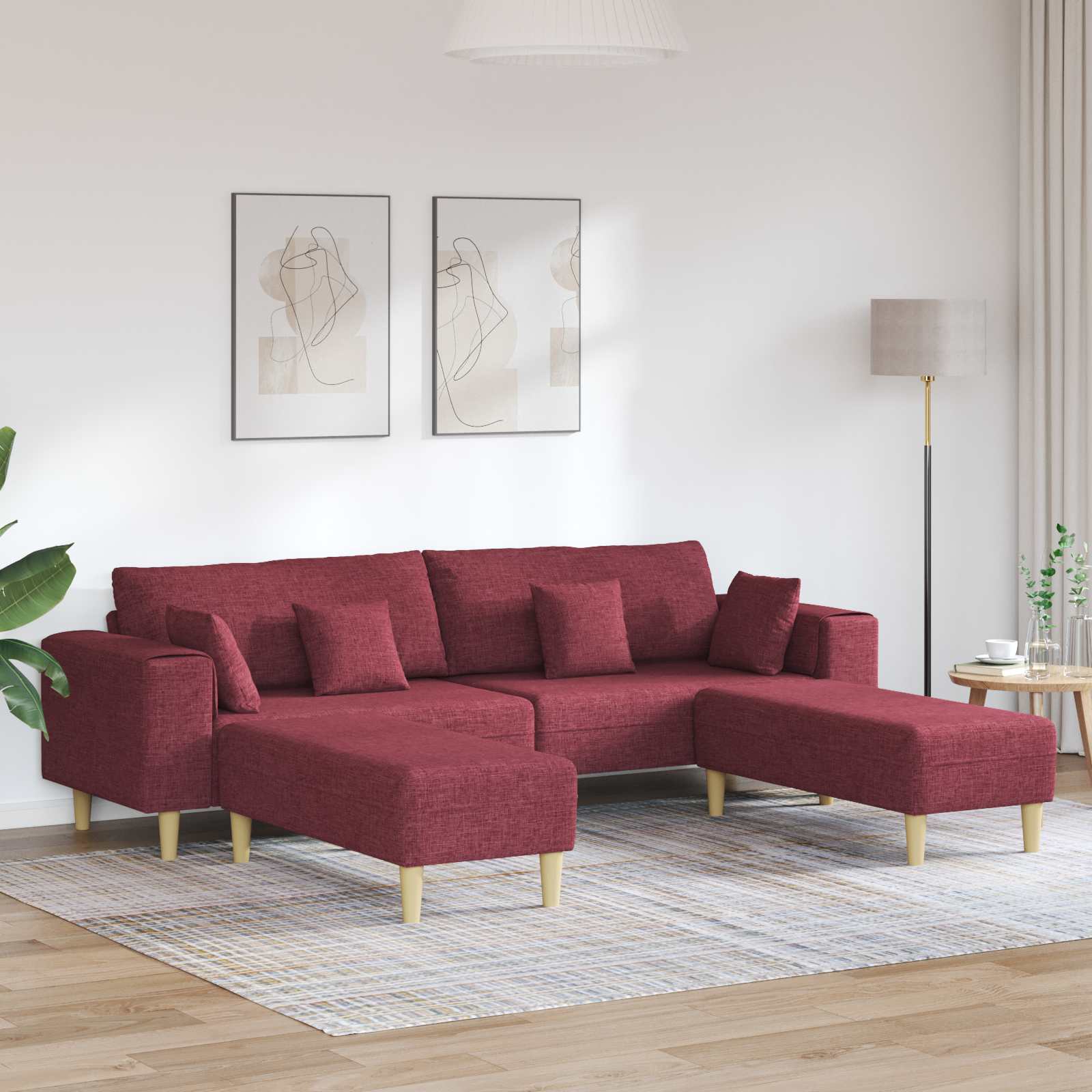 Sofa 3 stk. Weinrot Stoff