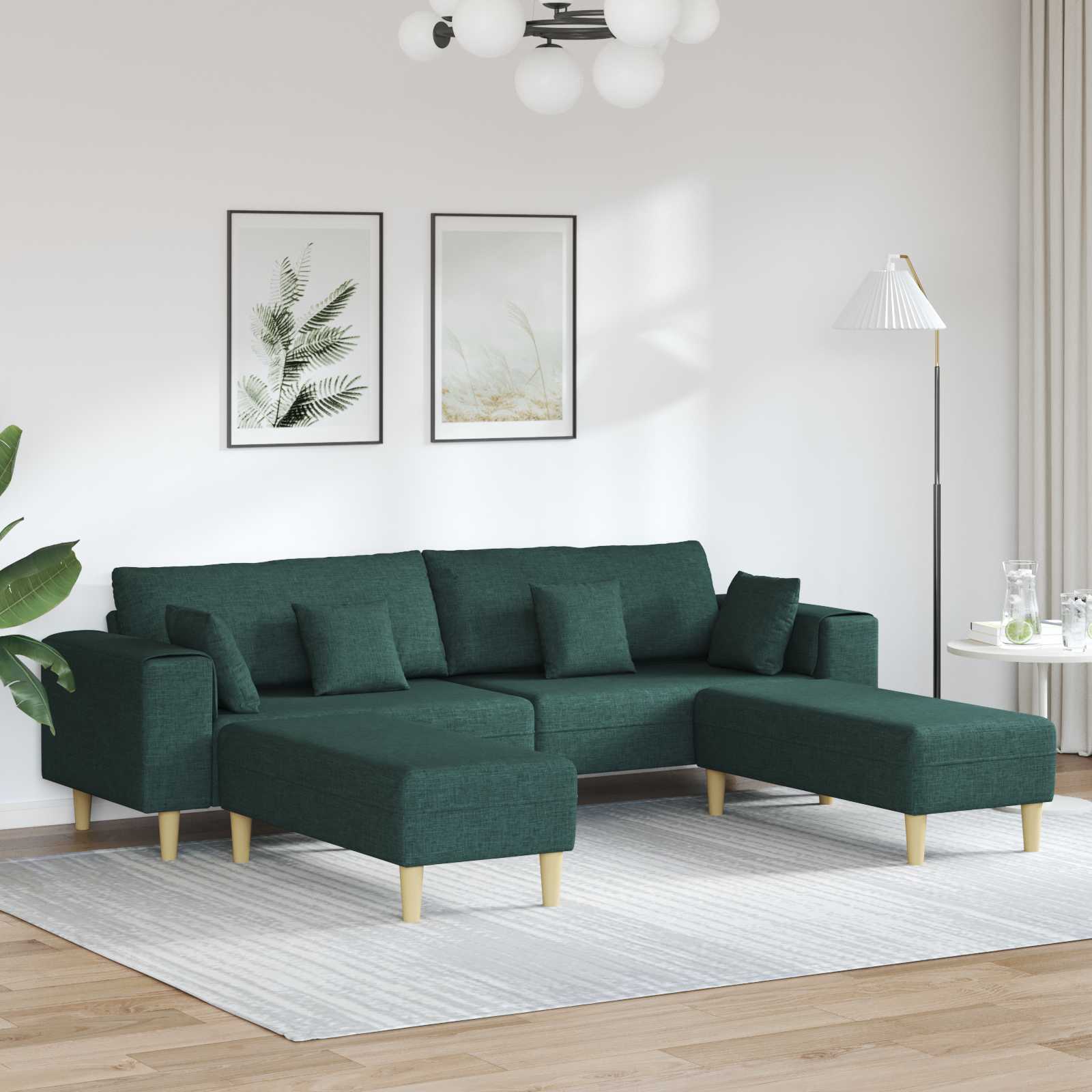 Sofa 3 stk. Dunkelgrün Stoff