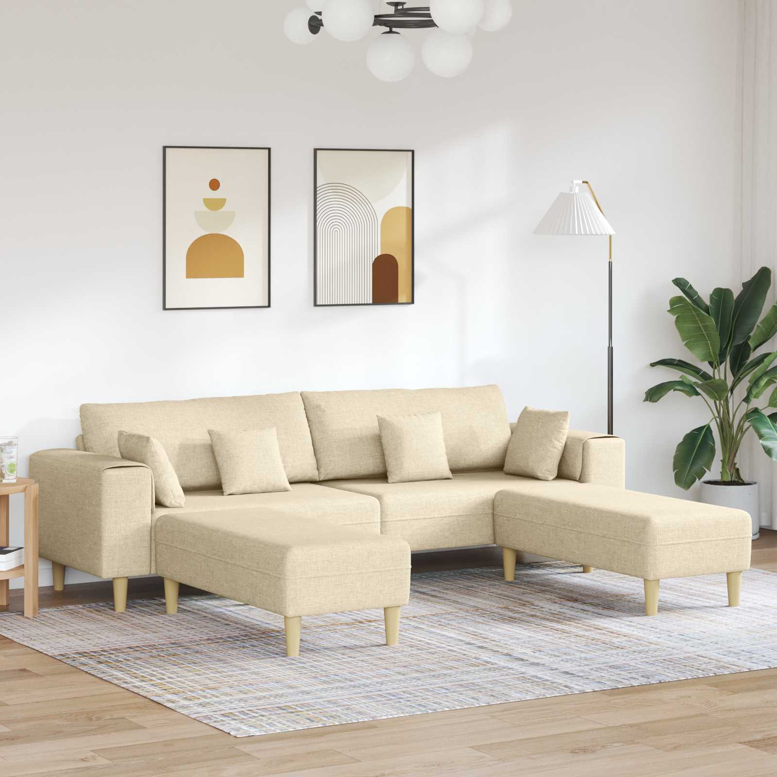 Sofa 3 stk. Creme Stoff