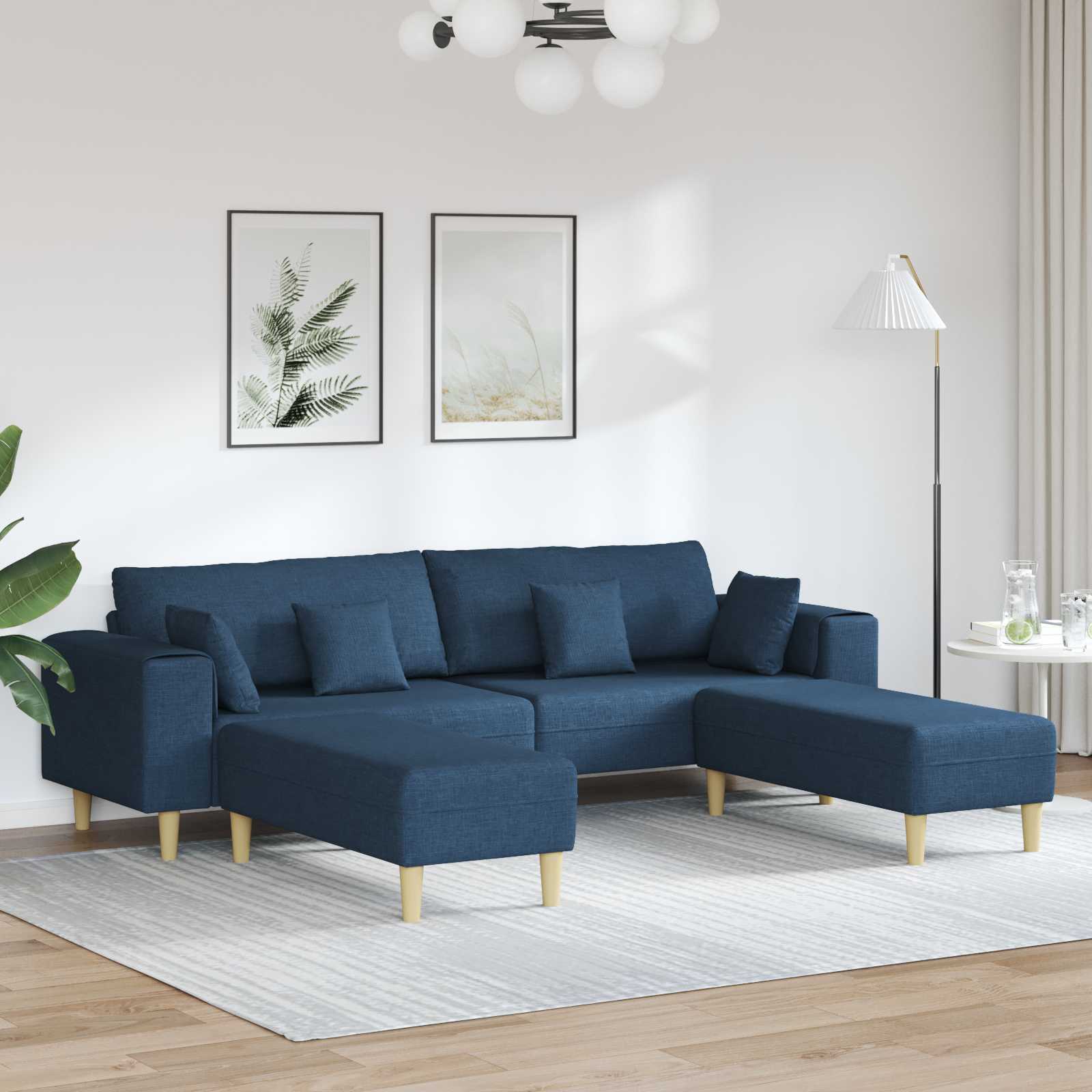 Sofa 3 stk. Blau Stoff