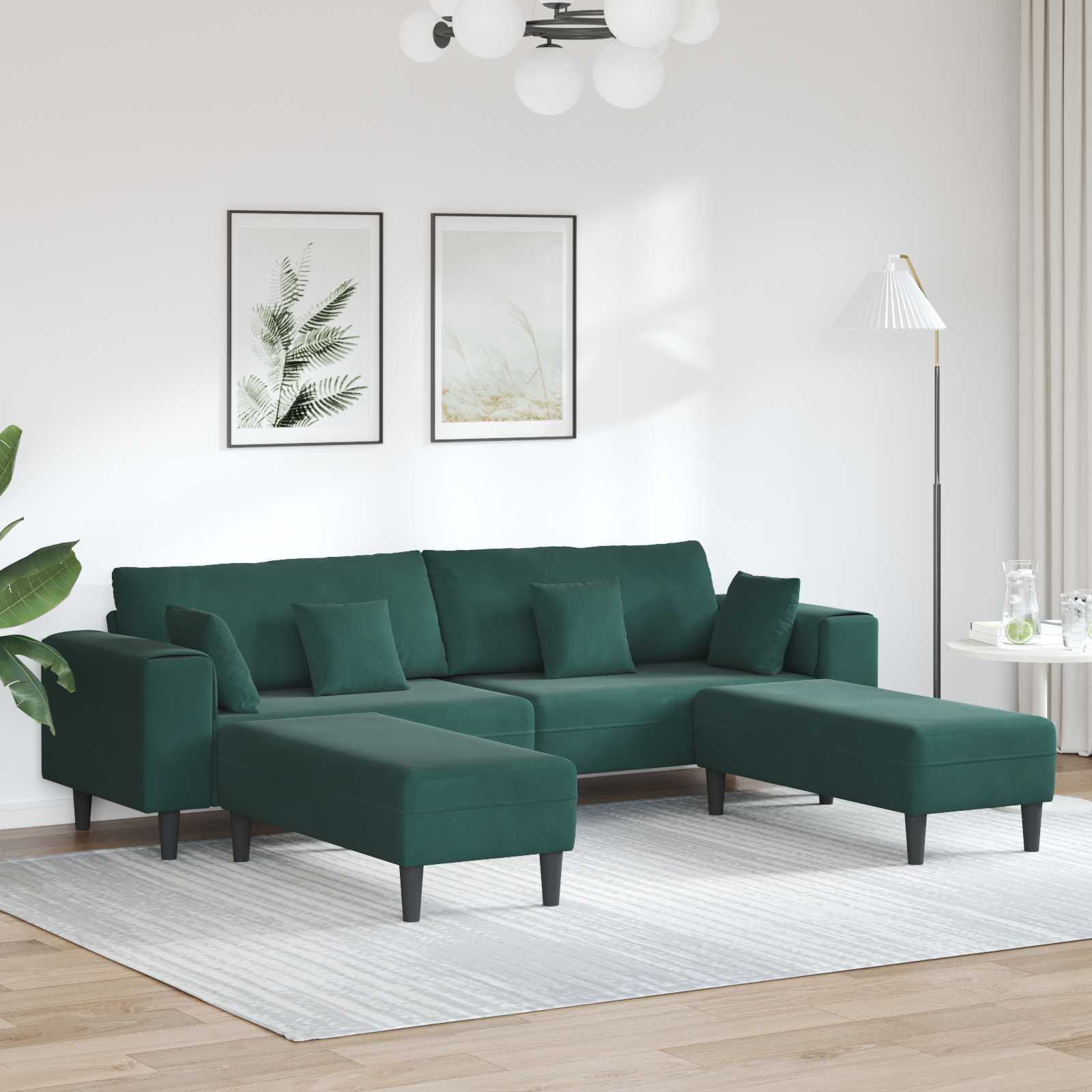 Sofa 3 stk. Dunkelgrün Samt