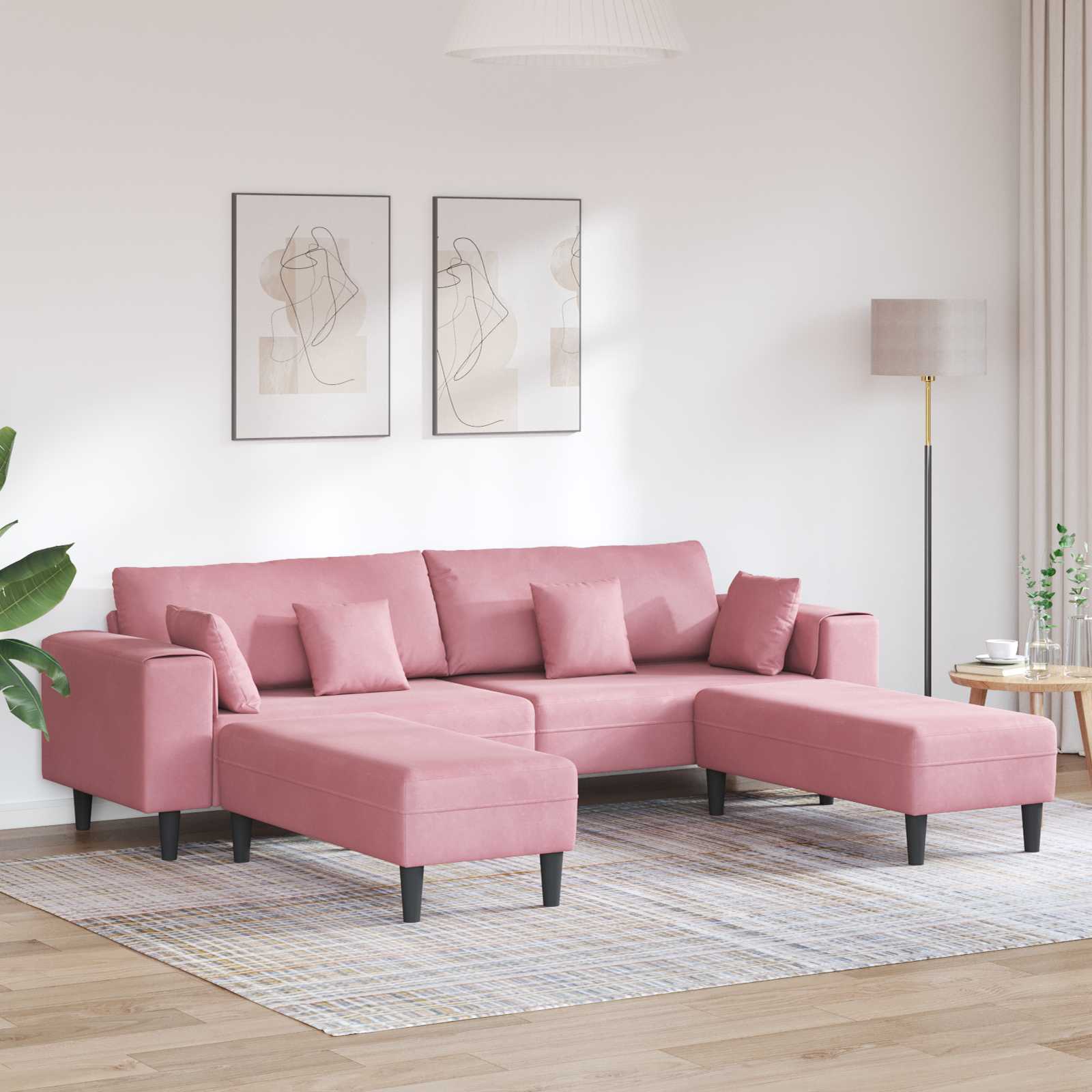 Sofa 3 stk. Rosa Samt