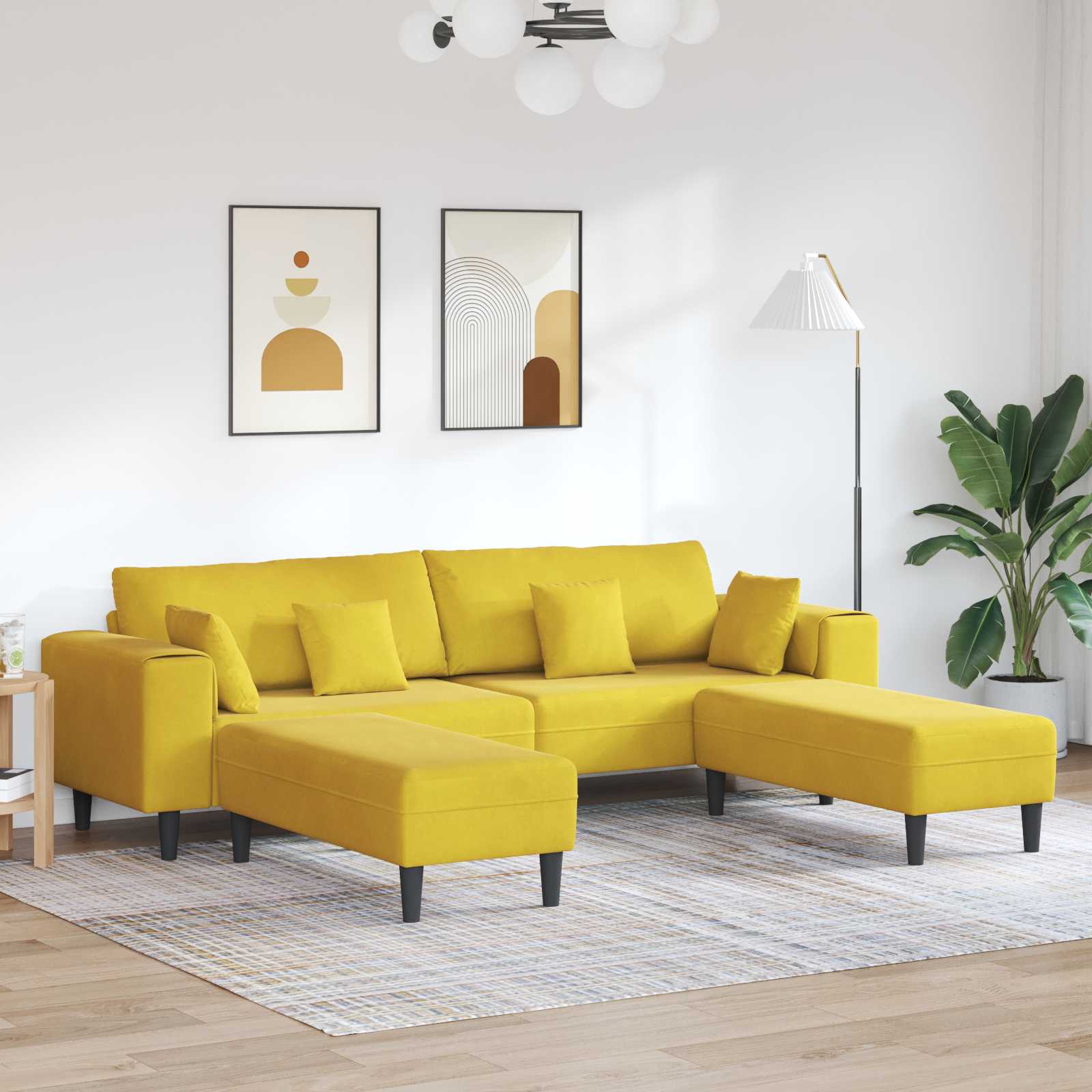 Sofa 3 stk. Gelb Samt