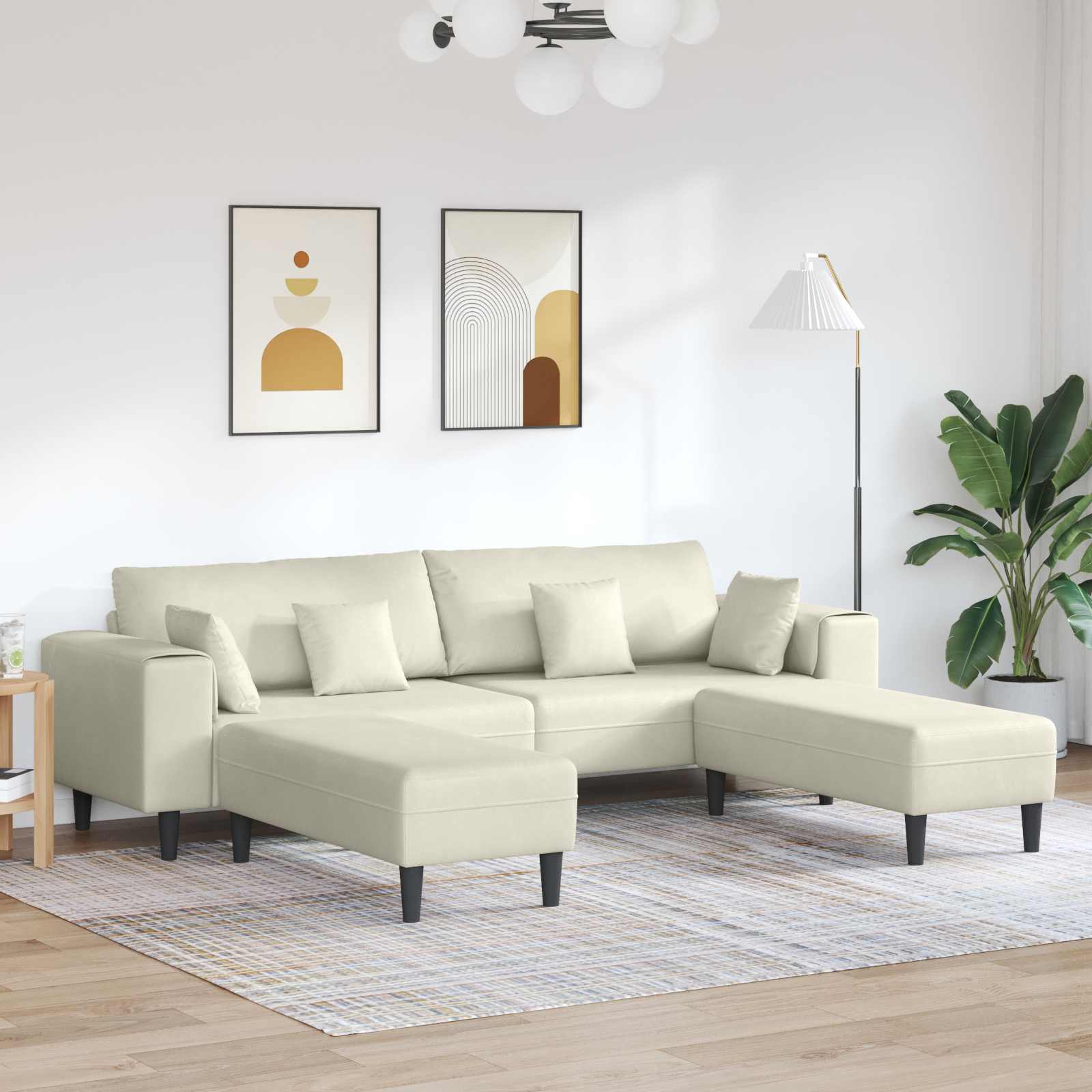 Sofa 3 stk. Creme Samt