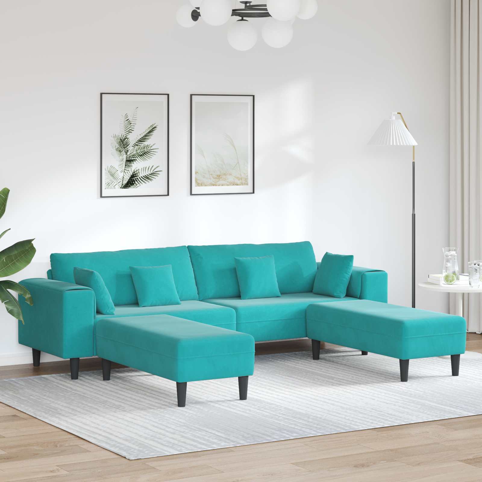 Sofa 3 stk. Türkis Samt