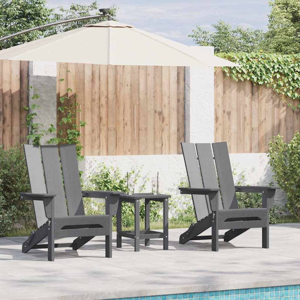 Gartenstuhl 3 stk. Hellgrau Polyethylen