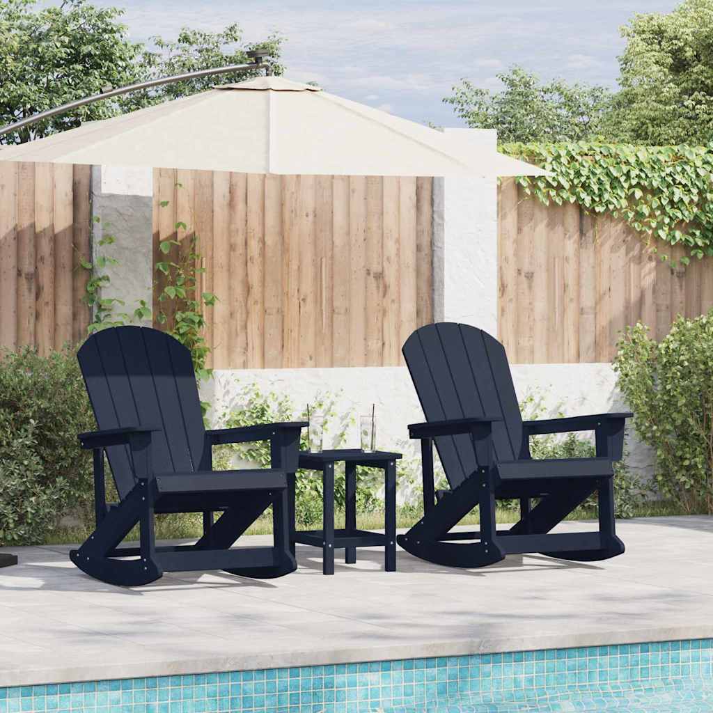 Garten-Lounge-Set 3 stk. Marineblau HDPE