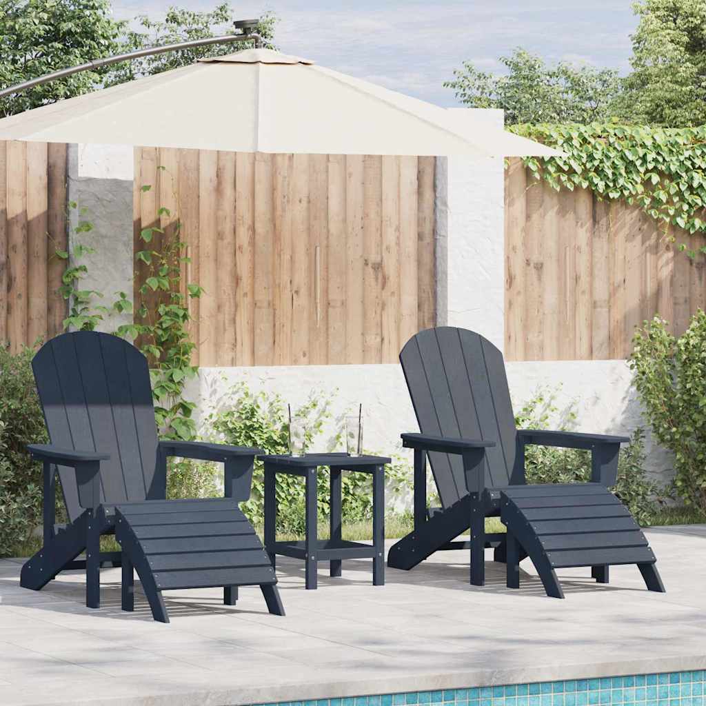 Gartenstuhl 3 stk. Marineblau Polyethylen
