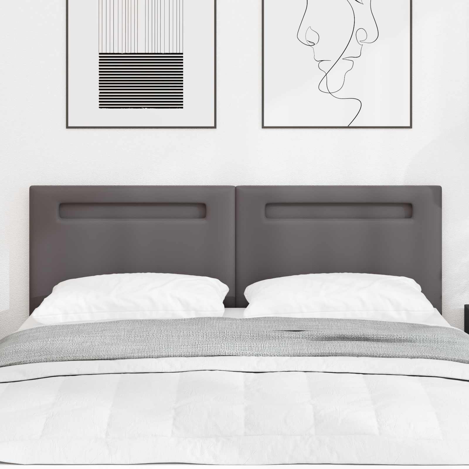 LED Kopfteil Grau 144 cm Kunstleder