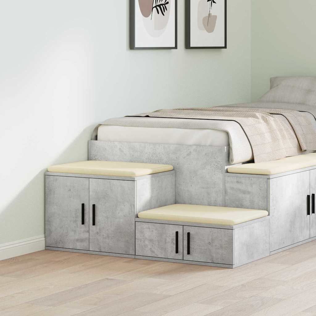 Aufbewahrungsschrank 2 stk. Beton Grau 118 x 41 x 40 cm
