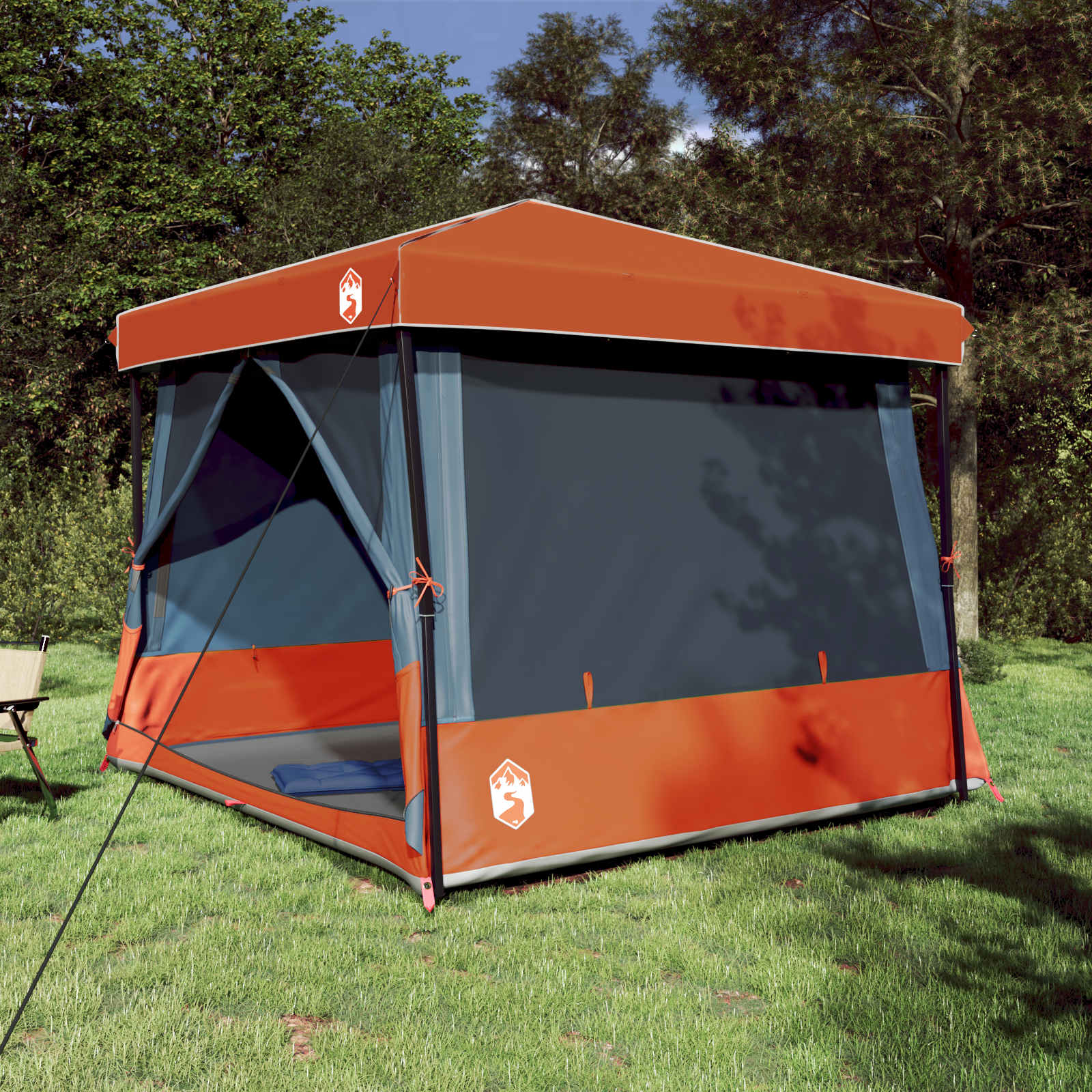 Camping-Zelt-Set 2 stk. 5 Personen Grau und Orange